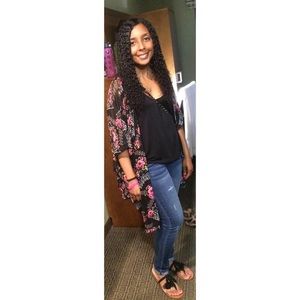 Sugar high black and pink flowered kimono size m